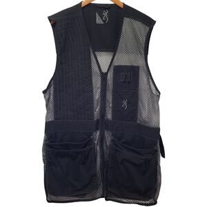 BROWNING Trapper Creek Cotton & Mesh Shooting Vest Black Gray Men's Size XL